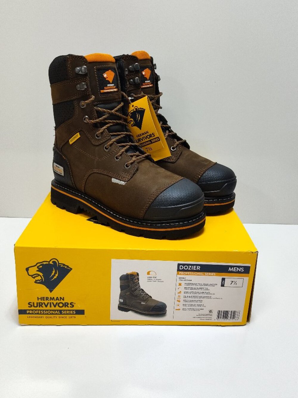 Herman Survivors Dozier Mens 7.5 Steel Toe Leather Work Boots Waterproof NWT NIB